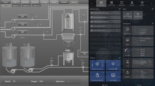 Dashboard-Ansicht mit PLT-Hintergrund im Thin Client. Dashboard-Ansicht mit PLT-Hintergrund im Thin Client.