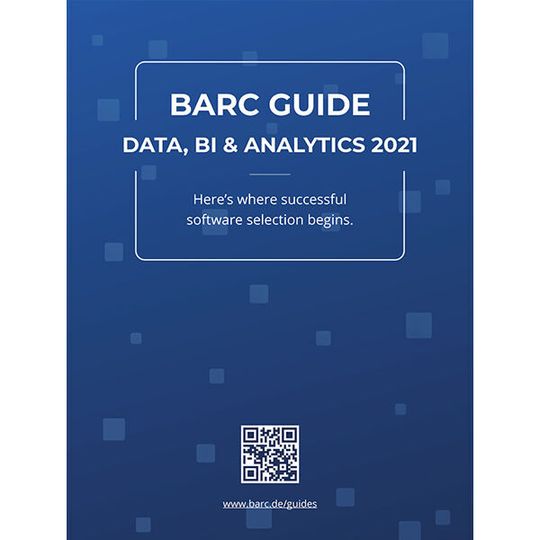Mit dem Guide Data, BI & Analytics 2021 gibt das BARC Hilfestellung bei der Software-Suche. Mit dem Guide Data, BI & Analytics 2021 gibt das BARC Hilfestellung bei der Software-Suche.