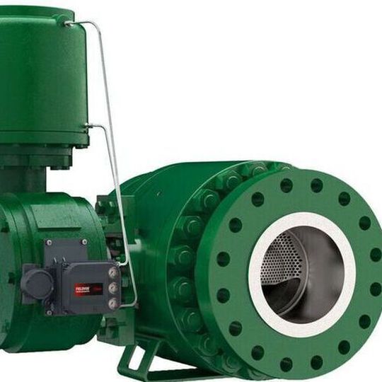 Fisher V280 ball valve with attenuator, 1061 piston actuator and Fieldvue DVC6200. Fisher V280 ball valve with attenuator, 1061 piston actuator and Fieldvue DVC6200.
