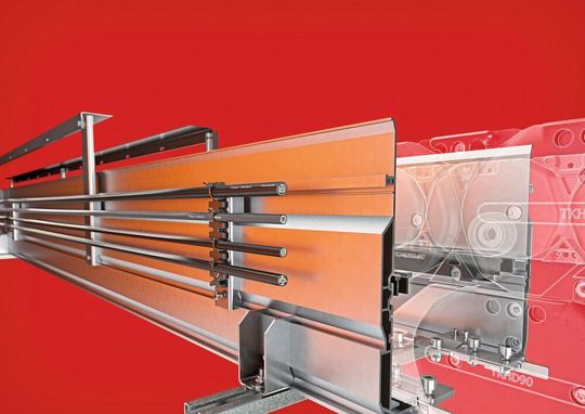 Im Alu-Guide-Baukastensystem ist bei Tsubaki Kabelschlepp nun auch eine Gleitauflage aus Kunststoff als „Geräusch-Stopper“ verfügbar.