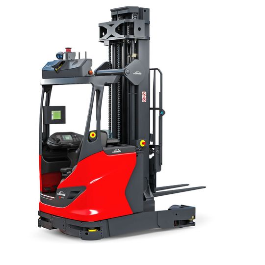 Automatischer Schubmaststapler Linde R-MATIC. In seine Weiterentwicklung sind Erfahrungen aus Projekten mit über 50 Fahrzeugen eingeflossen. Automatischer Schubmaststapler Linde R-MATIC. In seine Weiterentwicklung sind Erfahrungen aus Projekten mit über 50 Fahrzeugen eingeflossen.