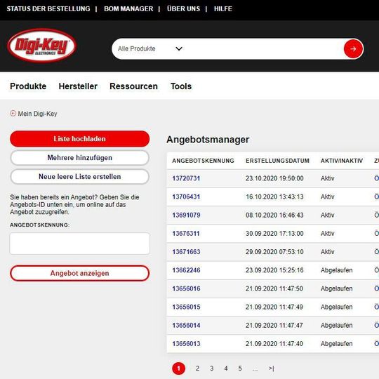 Angebotsmanager: beschleunigt Bestellvorgänge bei Digi-Key Angebotsmanager: beschleunigt Bestellvorgänge bei Digi-Key