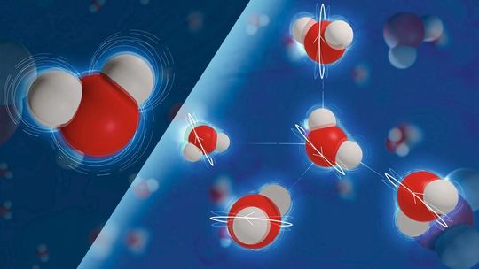 Wassermoleküle können Energie von Licht absorbieren, was in einer beugenden Bewegung des Moleküls resultiert. Um jedoch Energie von einem Molekül zum anderen zu transferieren, muss diese beugende Bewegung zunächst in eine Rotation desselben Moleküls umgewandelt werden. Wassermoleküle können Energie von Licht absorbieren, was in einer beugenden Bewegung des Moleküls resultiert. Um jedoch Energie von einem Molekül zum anderen zu transferieren, muss diese beugende Bewegung zunächst in eine Rotation desselben Moleküls umgewandelt werden.