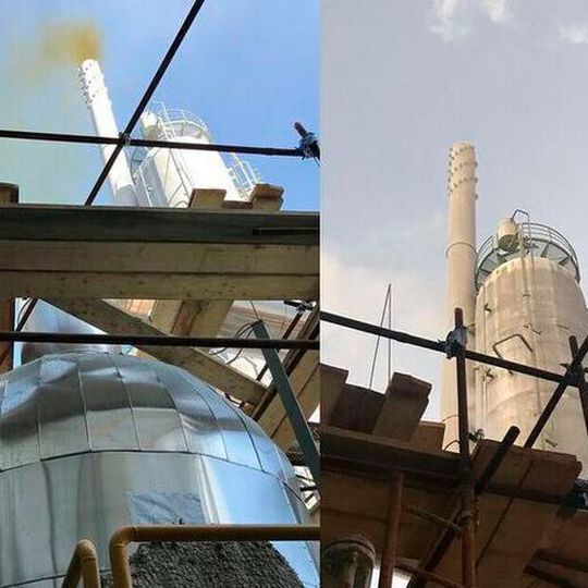 NOx plume at Kavala Fertilizers' site before and after installing Tertinox. NOx plume at Kavala Fertilizers' site before and after installing Tertinox.