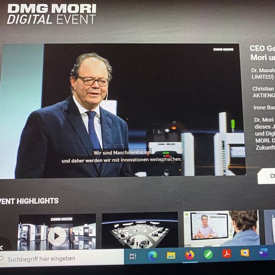 Zum Auftakt des DMG Mori Digital Events 2021 sprachen Christian Thönes (im Bild), Vorstandsvorsitzender der DMG Mori AG, Dr. Masahiko Mori, Präsident der DMG Mori Co. ltd. über die weitere Ausrichtung des Unternehmens. Zum Auftakt des DMG Mori Digital Events 2021 sprachen Christian Thönes (im Bild), Vorstandsvorsitzender der DMG Mori AG, Dr. Masahiko Mori, Präsident der DMG Mori Co. ltd. über die weitere Ausrichtung des Unternehmens.