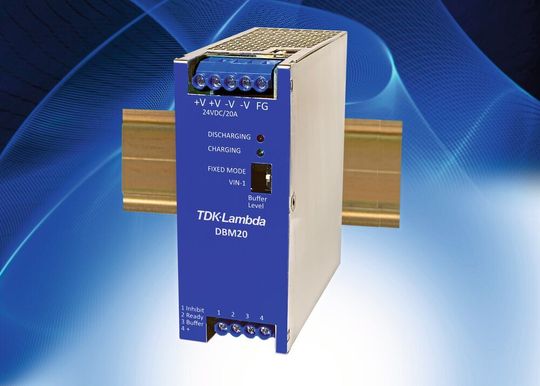 Das Puffer- bzw. Überbrückungs-Modul mit 24 V und 20 A für die DIN-Schienenmontage ist nur 49 mm breit. Anwendungsbereiche des Moduls finden sich in der industriellen Automatisierung, der Robotik und Halbleiterfertigung. Das Puffer- bzw. Überbrückungs-Modul mit 24 V und 20 A für die DIN-Schienenmontage ist nur 49 mm breit. Anwendungsbereiche des Moduls finden sich in der industriellen Automatisierung, der Robotik und Halbleiterfertigung.