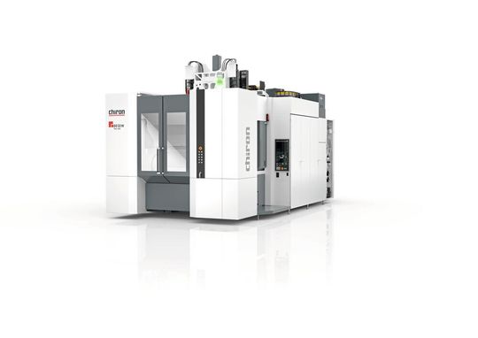 Chiron's DZ22W 5-axis machining centre has a twin-spindle configuration that can simultaneously work at speed in the 620 by 650 by 600 mm X, Y and Z-axes work envelope. Chiron's DZ22W 5-axis machining centre has a twin-spindle configuration that can simultaneously work at speed in the 620 by 650 by 600 mm X, Y and Z-axes work envelope.