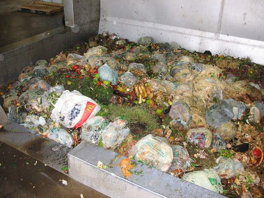 Der Annahmebehälter einer Biogasanlage enthält ganz unterschiedliche organische Abfälle. Der Annahmebehälter einer Biogasanlage enthält ganz unterschiedliche organische Abfälle.