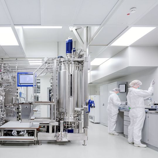 Blick in die Produktion der Wacker Biotech GmbH in Jena: Mit Hilfe modifizierter E. coli-Bakterien werden in Fermentern Pharmaproteine produziert. Blick in die Produktion der Wacker Biotech GmbH in Jena: Mit Hilfe modifizierter E. coli-Bakterien werden in Fermentern Pharmaproteine produziert.