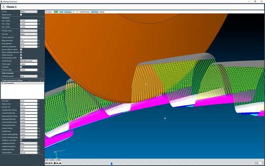 Im Bild zu sehen ist der weiße Kontaktpunkt zwischen Werkzeug und Werkstück. Im Bild zu sehen ist der weiße Kontaktpunkt zwischen Werkzeug und Werkstück.