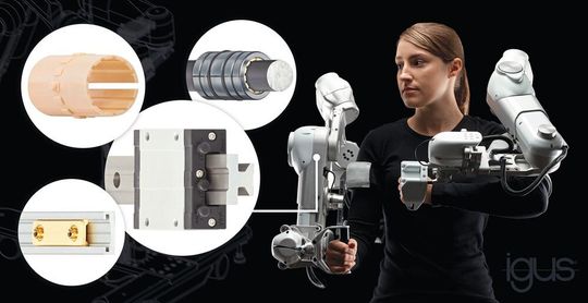 Drylin-Linearsysteme und Iglidur-Gleitlager sorgen für eine schmierfreie Justierung eines Exoskeletts an Schlaganfallpatienten. Drylin-Linearsysteme und Iglidur-Gleitlager sorgen für eine schmierfreie Justierung eines Exoskeletts an Schlaganfallpatienten.