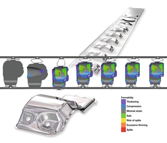 Logopress ProgSim ermöglicht eine genaue Umformsimulation von Folgeverbundwerkzeugen auf Basis eines inkrementellen Ansatzes. Logopress ProgSim ermöglicht eine genaue Umformsimulation von Folgeverbundwerkzeugen auf Basis eines inkrementellen Ansatzes.