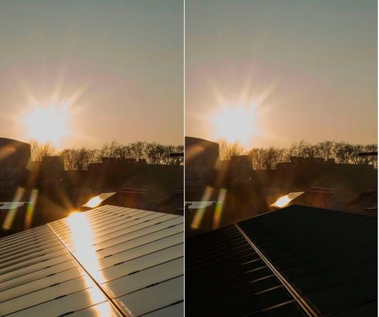 Links abgeblitzt, rechts voll reingeganen! Für letzteren Effekt sorgt eine Antireflex-Folie mit Nano- und Mikrostrukturen, die Rosenblüten-Oberflächen zum Vorbild hat. Solarzellen, wie hier, werden dadurch effizienter. Links abgeblitzt, rechts voll reingeganen! Für letzteren Effekt sorgt eine Antireflex-Folie mit Nano- und Mikrostrukturen, die Rosenblüten-Oberflächen zum Vorbild hat. Solarzellen, wie hier, werden dadurch effizienter.