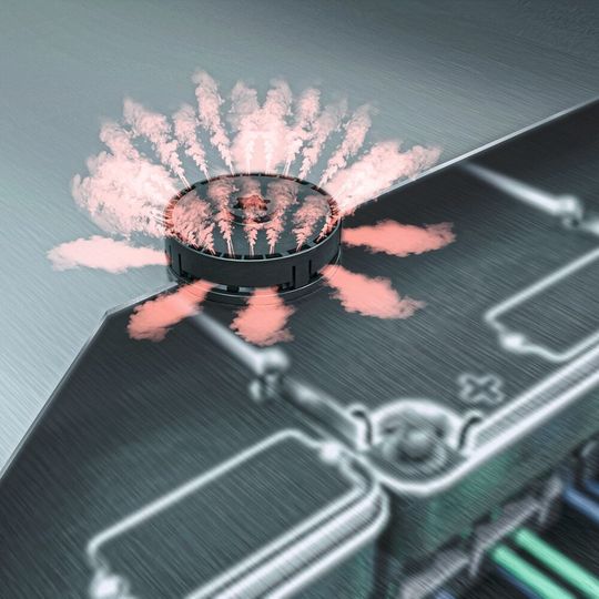 Das Entlüftungsventil „Diavent Highflow“ ermöglicht bei einem Überdruck von 300 mbar im Gehäuseinneren einen Volumenstrom von 92 l pro Sekunde. Das Entlüftungsventil „Diavent Highflow“ ermöglicht bei einem Überdruck von 300 mbar im Gehäuseinneren einen Volumenstrom von 92 l pro Sekunde.