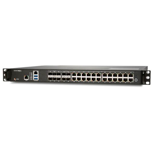 Die leistungsstarke Firewall NSa 3700 von Sonicwall unterstützt bis zu 750.000 gleichzeitige DPI-Verbindungen. Die leistungsstarke Firewall NSa 3700 von Sonicwall unterstützt bis zu 750.000 gleichzeitige DPI-Verbindungen.