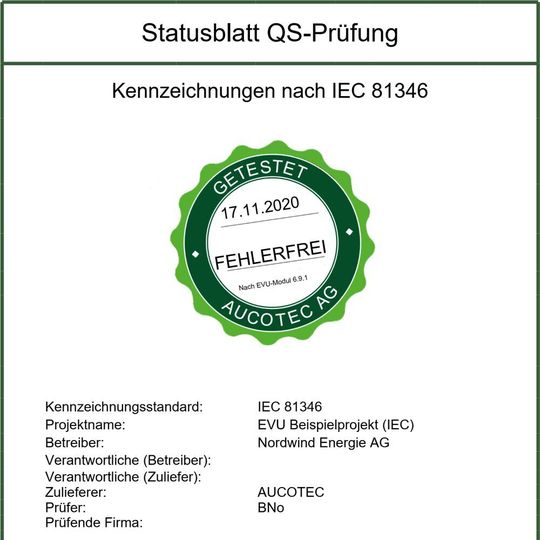 Prüfprotokoll für die Qualitätssicherung Prüfprotokoll für die Qualitätssicherung