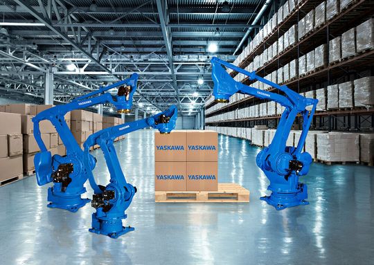 Mit der Roboterserie Motoman-PL präsentiert Yaskawa neue Hochleistungs-Palettierroboter. Sie gelten als Alleskönner und werden zum automatischen Palettieren und Depalettieren eingesetzt, was außer in der klassischen Endverpackung auch verstärkt in der Distributionslogistik gefragt sei. Mit der Roboterserie Motoman-PL präsentiert Yaskawa neue Hochleistungs-Palettierroboter. Sie gelten als Alleskönner und werden zum automatischen Palettieren und Depalettieren eingesetzt, was außer in der klassischen Endverpackung auch verstärkt in der Distributionslogistik gefragt sei.