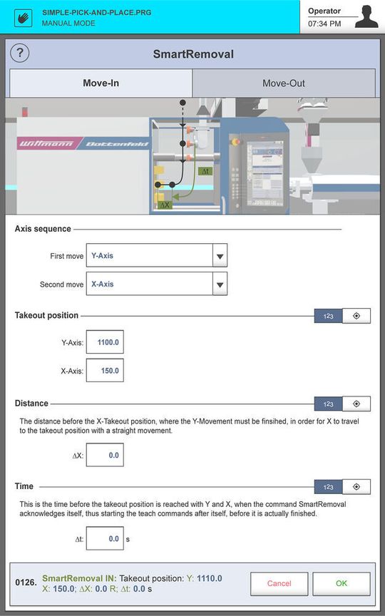 Blick auf das Eingabefenster für Smartremoval-Move-In...