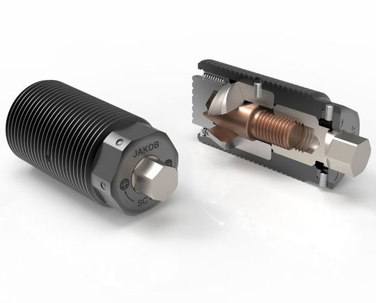Mit der optimierten Kraftspannschraube SC von Jakob Antriebstechnik kann man bei der Sonderausführung bei einem 130-Newtonmeter-Anzugsdrehmoment 25 Tonnen Spannkraft erzeugen, was beim Stanzen, Pressen und Zerspanen hilft. Mit der optimierten Kraftspannschraube SC von Jakob Antriebstechnik kann man bei der Sonderausführung bei einem 130-Newtonmeter-Anzugsdrehmoment 25 Tonnen Spannkraft erzeugen, was beim Stanzen, Pressen und Zerspanen hilft.