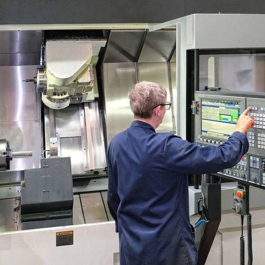 The Okuma Multus B400II-W turn-mill centre with B-axis spindle on the shop floor at EV Engineering. Some parts produced can cost well in excess of £10,000, so this machine will not be automated. The Okuma Multus B400II-W turn-mill centre with B-axis spindle on the shop floor at EV Engineering. Some parts produced can cost well in excess of £10,000, so this machine will not be automated.