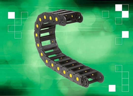 Die Energieketten gibt es mit Innenhöhen von 12 mm bis 45 mm, Innenbreiten bis zu 200 mm und verschiedenen Biegeradien.