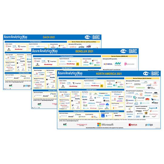 Mit den AzureAnalyticsMaps bringt das BARC Transparenz ins Azure-Ökosystem. Mit den AzureAnalyticsMaps bringt das BARC Transparenz ins Azure-Ökosystem.