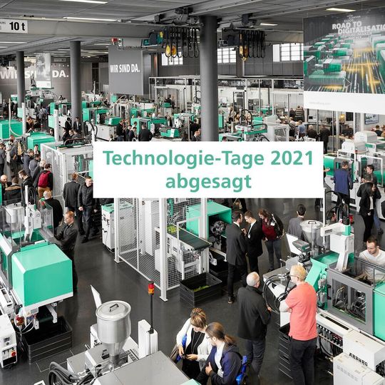 Die für den 7. bis 12. Juni 2021 geplanten Technologie-Tage von Arburg sind abgesagt. Die für den 7. bis 12. Juni 2021 geplanten Technologie-Tage von Arburg sind abgesagt.