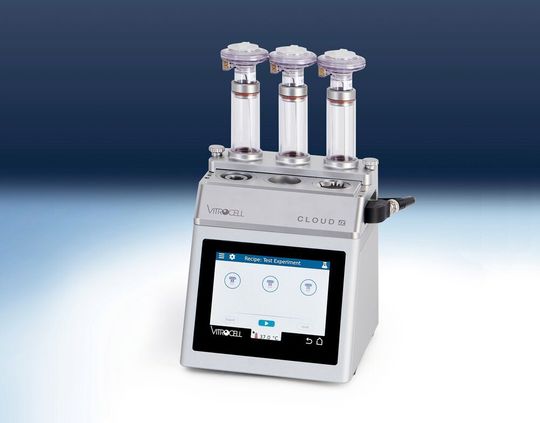 The Vitrocell Cloud Alpha MAX is designed for lower nebulization volumes and very high deposition efficiency. The Vitrocell Cloud Alpha MAX is designed for lower nebulization volumes and very high deposition efficiency.