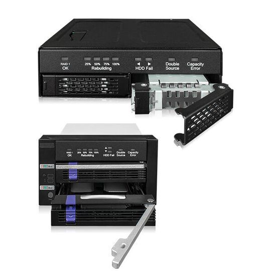 Die neuen IcyDock-Wechselrahmen verfügen über einen integrierten RAID-1-Controller. Die neuen IcyDock-Wechselrahmen verfügen über einen integrierten RAID-1-Controller.