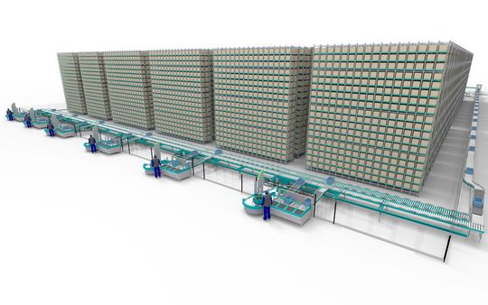 Rendering des Skypod-Systems: Die Shuttles von Exotec können dank KI-Einsatz sowohl im Regal als auch am Boden arbeiten. Rendering des Skypod-Systems: Die Shuttles von Exotec können dank KI-Einsatz sowohl im Regal als auch am Boden arbeiten.