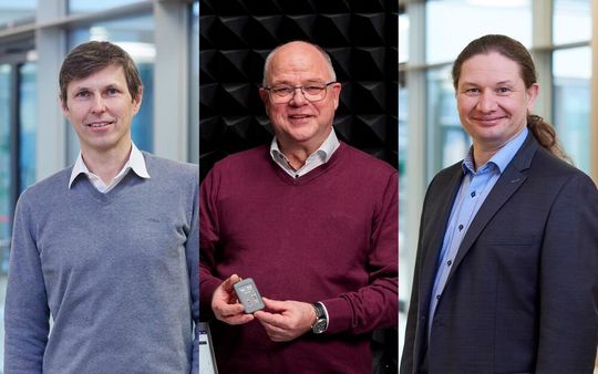Die Forscher Josef Bernhard, Prof. Michael Schlicht und Dr. Gerd Kilian (v.l.) haben für die Entwicklung von Mioty den Joseph-von-Fraunhofer-Preis erhalten.
