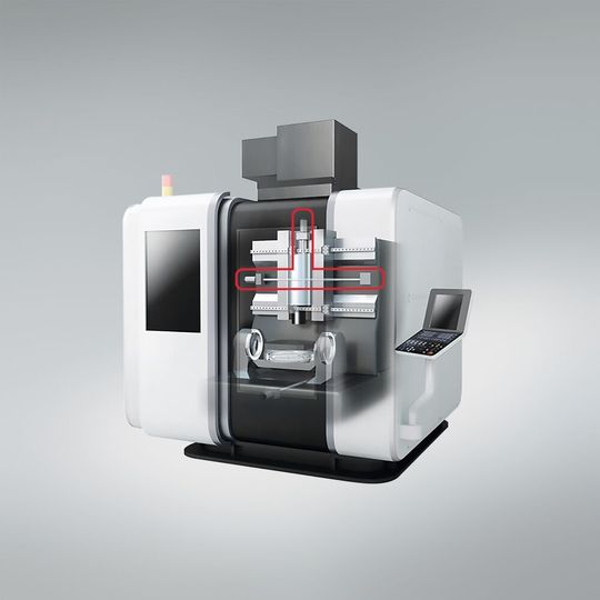 The need for high-accuracy machine tool performance is met with new NSK advances in ball screws, the position of which are shown by the red outline in this example. The need for high-accuracy machine tool performance is met with new NSK advances in ball screws, the position of which are shown by the red outline in this example.