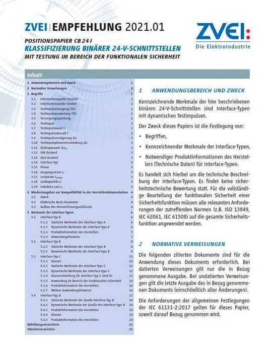 Bild 1: Positionspapier CB 24 I zur Klassifizierung binärer Schnittstellen mit Testung im Bereich der Funktionalen Sicherheit.