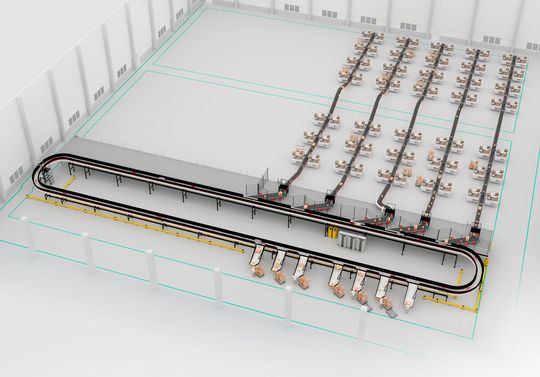 Das ist die 3D-Ansicht in Sachen Online-Paketförderung und -sortierung beim Beauty-Pure-Player Flaconi. Es handelt sich um das System Speedsorter von Gebhardt Intralogistics. Das ist die 3D-Ansicht in Sachen Online-Paketförderung und -sortierung beim Beauty-Pure-Player Flaconi. Es handelt sich um das System Speedsorter von Gebhardt Intralogistics.