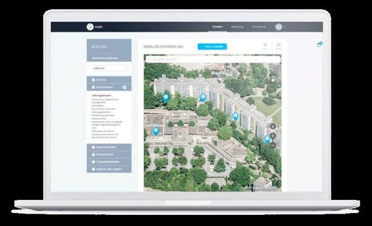 Neue Softwarefeatures bei Oqio ermöglichen eine Mustererkennung bei Schäden an Gebäuden. Neue Softwarefeatures bei Oqio ermöglichen eine Mustererkennung bei Schäden an Gebäuden.