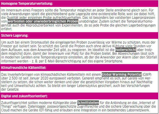 Tabelle 1: Das sollte ein gutes Kühlgerät bieten