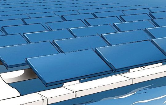 Schwimmende Solaranlagen: Beispiel eines möglichen Systemdesigns für Floating PV. Im Projekt »PV2Float« werden mehrere verschiedene Designs und Unterkonstruktionen auf einem Tagebausee realisiert. Schwimmende Solaranlagen: Beispiel eines möglichen Systemdesigns für Floating PV. Im Projekt »PV2Float« werden mehrere verschiedene Designs und Unterkonstruktionen auf einem Tagebausee realisiert.