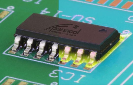 Structalit 5751 ist ein neu entwickelter Underfill-Klebstoff von Panacol. Obwohl er schwarz ist, kann er gelb fluoreszieren. Siehe rechten Bildbereich. Und nicht nur das zeichne ihn aus. Structalit 5751 ist ein neu entwickelter Underfill-Klebstoff von Panacol. Obwohl er schwarz ist, kann er gelb fluoreszieren. Siehe rechten Bildbereich. Und nicht nur das zeichne ihn aus.