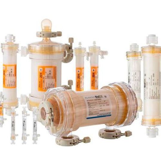 The Planova filters made with cellulose hollow-fiber membranes. The Planova filters made with cellulose hollow-fiber membranes.