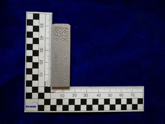 Materialprobe mit eindeutig rückverfolgbarem Data Matrix Code