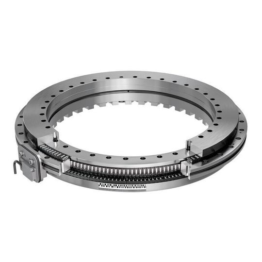 For rotary tables used in highly dynamic machining centers, Schaeffler offers high-performing ranges of bearings, including variants with integrated angle measuring systems and direct drives (shown here: YRTCMA rotary table bearing with integrated angle measuring system). For rotary tables used in highly dynamic machining centers, Schaeffler offers high-performing ranges of bearings, including variants with integrated angle measuring systems and direct drives (shown here: YRTCMA rotary table bearing with integrated angle measuring system).