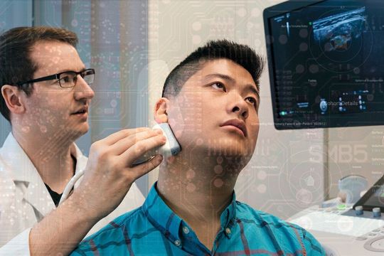 Eine Entscheidungssoftware des Fraunhofer IGD berechnet mit Machine-Learning-Ansätzen, ob eine im Ultraschall sichtbare Lymphknotenschwellung bösartig ist. Eine Entscheidungssoftware des Fraunhofer IGD berechnet mit Machine-Learning-Ansätzen, ob eine im Ultraschall sichtbare Lymphknotenschwellung bösartig ist.