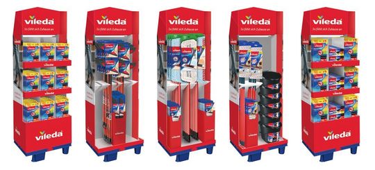 Diese auffälligen Warendisplays fertigt der Verpackungs- und Distributionsspezialist Thimm für den Reinigungssystemehersteller Vileda. Sie sind aus recycelbarer Wellpappe und gelten als langlebig, flexibel konfigurierbar und eben nachhaltig. Diese auffälligen Warendisplays fertigt der Verpackungs- und Distributionsspezialist Thimm für den Reinigungssystemehersteller Vileda. Sie sind aus recycelbarer Wellpappe und gelten als langlebig, flexibel konfigurierbar und eben nachhaltig.