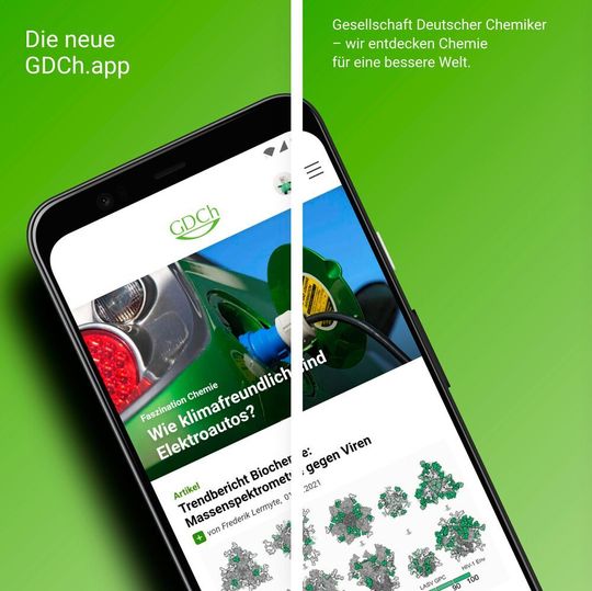 Mit der von Grund auf neu konzipierten App will die GDCh Chemieinteressierte erreichen und gleichzeitig noch näher an ihren Mitgliedern sein. Mit der von Grund auf neu konzipierten App will die GDCh Chemieinteressierte erreichen und gleichzeitig noch näher an ihren Mitgliedern sein.