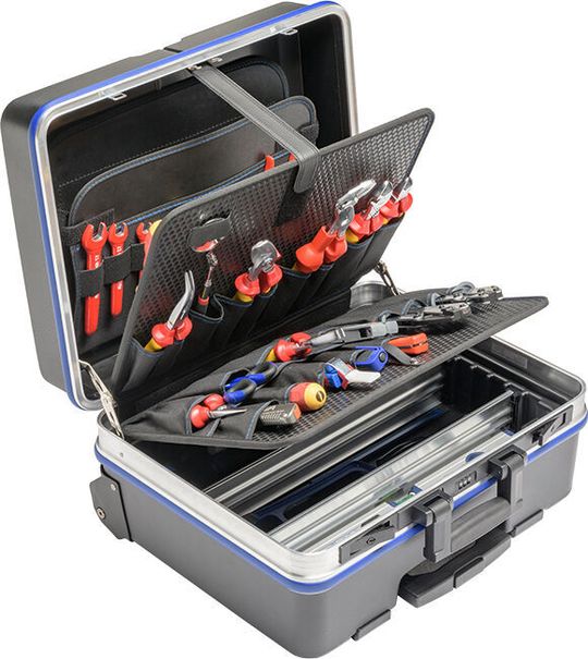 Wie darf das vom Bestückungsservice individuell zusammengestellte Werkzeugsortiment aufbewahrt werden? Zur Auswahl stehen Schränke, Taschen, Wagen oder, wie hier, Koffer.