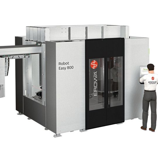 Stark im Beladen von schweren Werkstücken: Erowa Robot Easy 800. Stark im Beladen von schweren Werkstücken: Erowa Robot Easy 800.