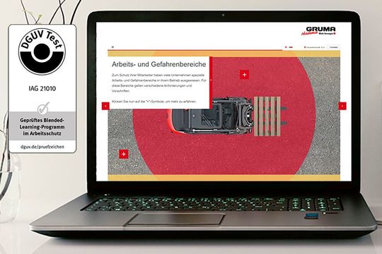 Jetzt ist es amtlich! Die „Jährliche Unterweisung Gabelstapler Online“ der Gruma-Akademie trägt ab sofort das DGUV-Test-Zeichen „Geprüftes Blended Learning-Programm im Arbeitsschutz“. Jetzt ist es amtlich! Die „Jährliche Unterweisung Gabelstapler Online“ der Gruma-Akademie trägt ab sofort das DGUV-Test-Zeichen „Geprüftes Blended Learning-Programm im Arbeitsschutz“.