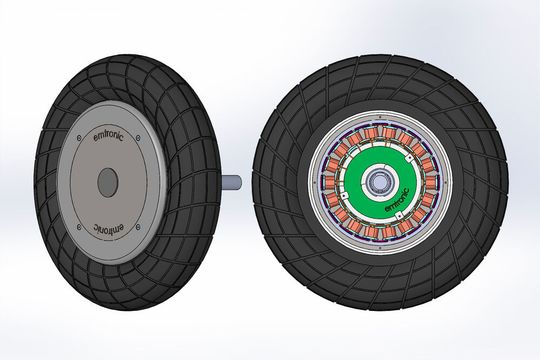 Der Em300 von Emtronic ist ein neuer Außenläufermotor, der nur 5 Kilogramm wiegt. Sein Aufbau erlaubt es, Transportmittel ganz einfach zu einem Elektromobil zu machen. Der Em300 von Emtronic ist ein neuer Außenläufermotor, der nur 5 Kilogramm wiegt. Sein Aufbau erlaubt es, Transportmittel ganz einfach zu einem Elektromobil zu machen.