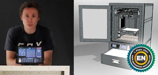 Christian Rieger greift mit seinem Hochtemperatur-3D-Drucker das immer wichtiger werdende Thema der additiven Fertigung auf.