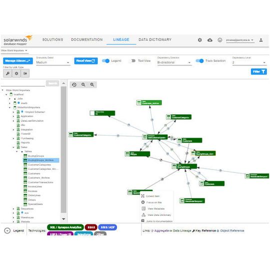 SolarWinds Database Mapper im Einsatz. SolarWinds Database Mapper im Einsatz.